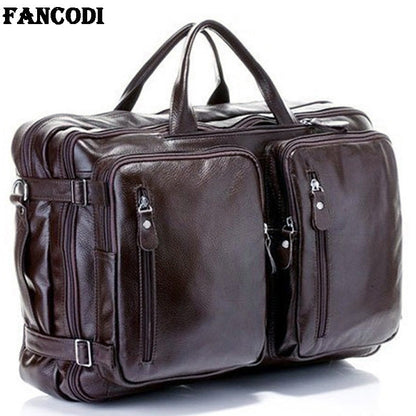 Bolsa de Viagem Masculina de Couro Genuíno Legítimo de Grão Integral Multifuncional, Bolsa de Viagem de Couro, Bolsa de Viagem Grande, Bolsa de Fim de Semana