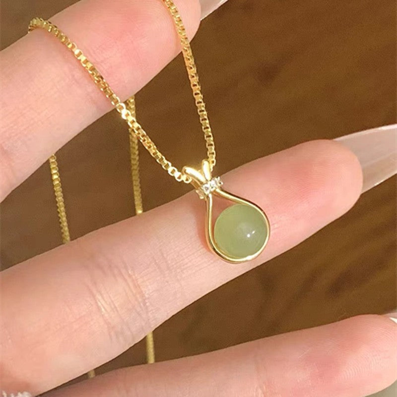 Colar com Pingente Simples Oval de Pedra da Lua e Água-marinha para Mulheres Meninas Corrente Cobra de Luxo Colar da Moda Joias Presentes