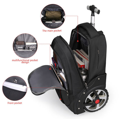 Mochila de Rodinhas de 20 polegadas com Rodas, Malas de Viagem, Bolsas de Carrinho de Grande Capacidade, Mochila Multiuso para Laptop de Mão