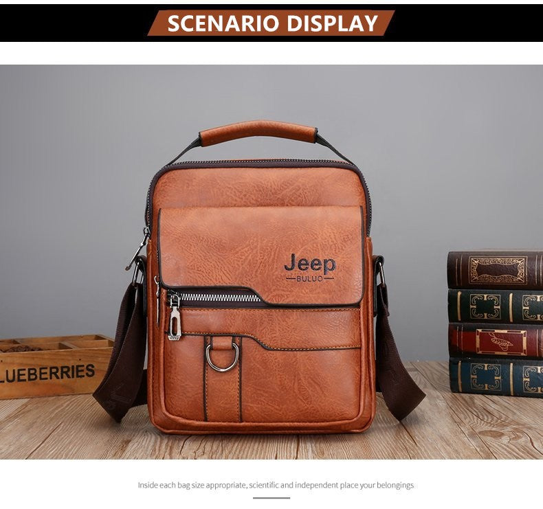 JEEP BULUO Luxury Brand Men Crossbody Messenger Bags Business Casual Handbag Male PU Shoulder Bag Large Capacity