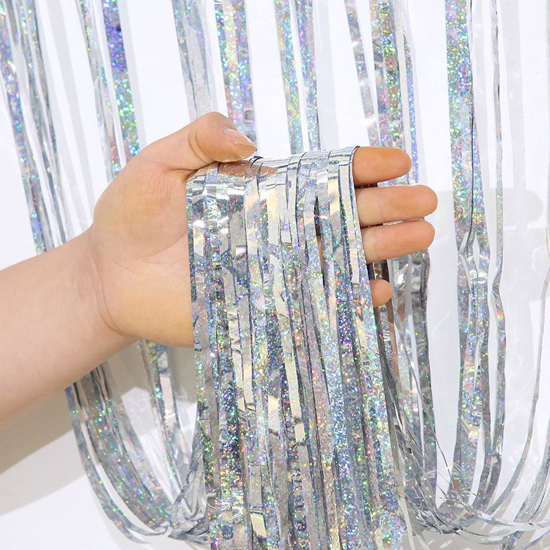 2M Glitter Pink Metallic Foil Tinsel Curtain Backdrop Birthday Wedding Bridal Shower Bachelorette Party Decor Adult Anniversary