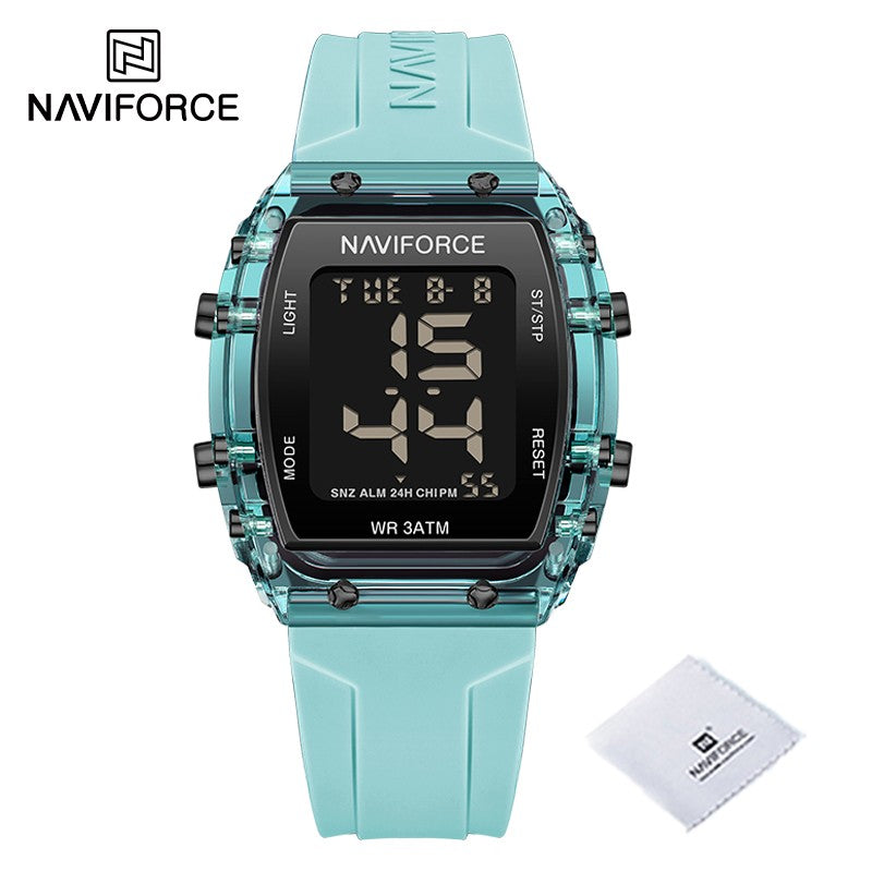 NAVIFORCE Watches for Woman LCD Digital Movement Female Clock Fashion 50m Waterproof Silicone Band Sport Electronic Wristwatches