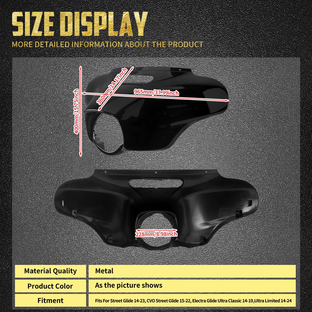 Capa Externa do Farol Dianteiro da Motocicleta para Harley Touring Street Glide Ultra Limited 2014 em diante Electra Glide CVO