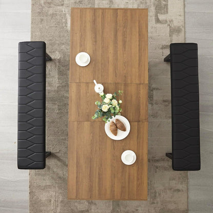 63”-79” Extendable Dining Room Table, Modern Farmhouse Wooden Kitchen Table, Long Expandable Dining Table for 6 8 10