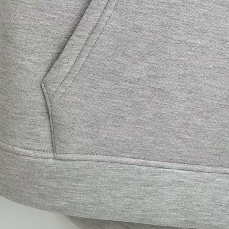 Alobee Autumn Women Gray Black Jacket With Hood Long Sleeve Zipper Jacket Coat Woman Loose Casual Big Pocket Outerwear Coat Tops