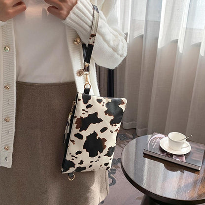 Women Handbag Clutch Leopard Print Cow Print Small Bag Purse Party Large Capacity Envelope Wristlet Bag PU Briefcase