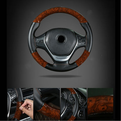 Capa de Volante de Carro em Madeira de Pessegueiro DIY Capa de Volante de Couro Para Carro Caminhão Com Linha e Agulha Conjunto de Ferramentas Acessórios de Carro