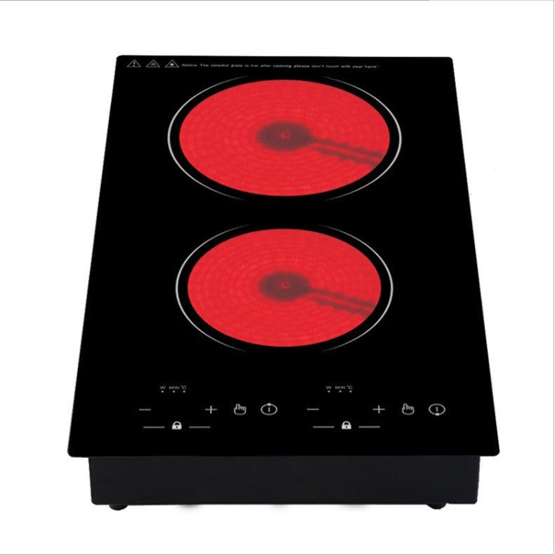 Fogão Elétrico de Duas Bocas com Aquecimento Duplo, Cooktop de Cerâmica, Indução, Eletrodoméstico de Cozinha, Superfície de Cozimento Vertical para Uso Doméstico