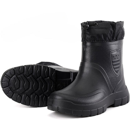 2024 Versátil Botas de Chuva Masculinas Impermeáveis para Exterior Leves Sapatos de Veludo Moda Bota Curta Conforto Casual Masculino Sapatos de Água