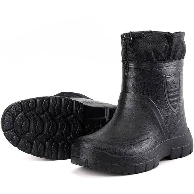 2024 Versátil Botas de Chuva Masculinas Impermeáveis para Exterior Leves Sapatos de Veludo Moda Bota Curta Conforto Casual Masculino Sapatos de Água