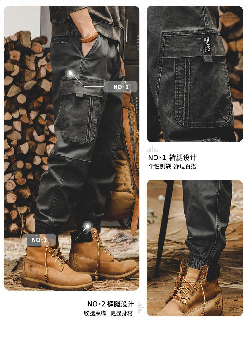 Calça Cargo Masculina ARENS Techwear Preta Calça Cargo Masculina Vintage Japonesa Streetwear Hip Hop Bolsos Estilo Safari Casual Solta