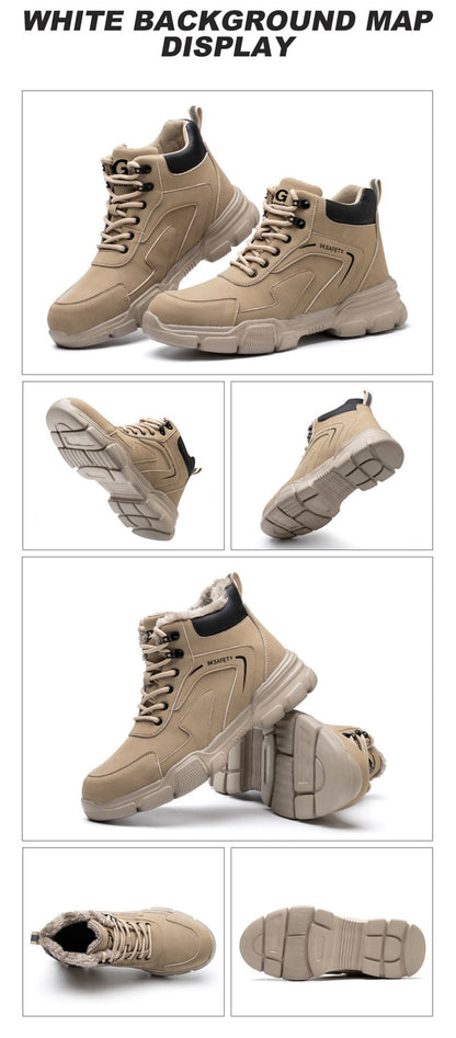 Botas de Segurança Masculinas com Biqueira de Aço Indestrutíveis para Construção Botas de Segurança à Prova de Perfurações Calçados de Trabalho Masculinos Protetores
