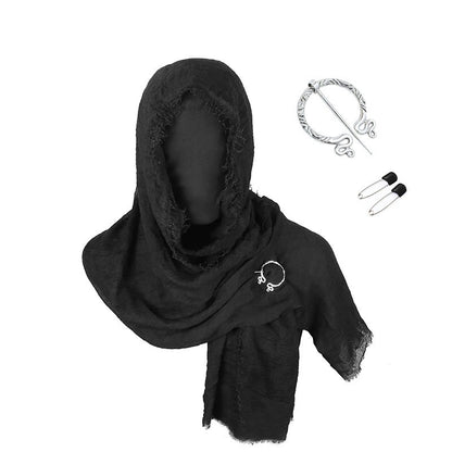 Medieval Renaissance Cloak Cape with Viking Brooch - Hooded Shawl Scarf for Halloween Costumes, Streetwear & Pop Culture Events