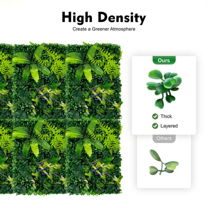 6 Pack Artificial Greenery Wall 60x40cm Faux Plant Panel for Garden Balcony Porch Wedding Party Indoor Outdoor Decoration