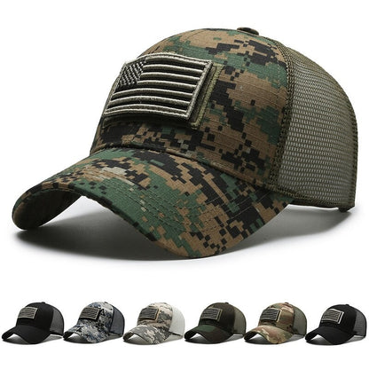 American Flag Camouflage Sticker Embroidered Baseball Cap Net Hat Men Outdoor Velcro Cap