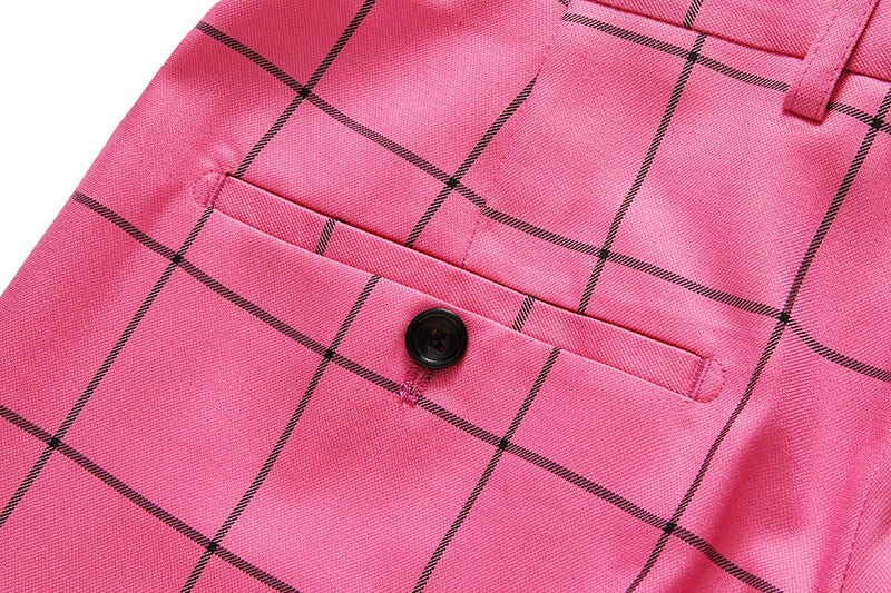 Fashion Male Business Social Suit Pants Black / Blue / Burgundy Men Wedding Plaid Dress Trousers