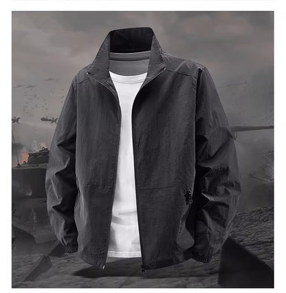Spring and fall new men's thin jacket, outdoor sports loose Korean casual sports jacket coat.