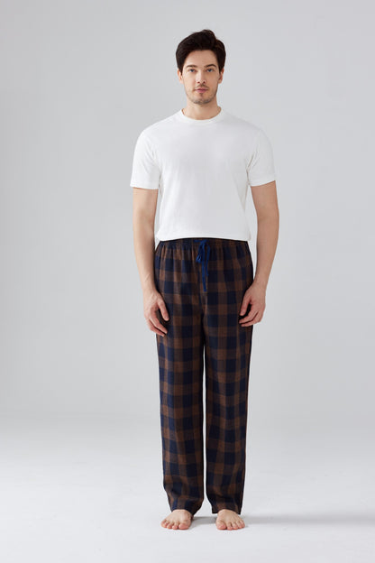 3pcs Mens Pajamas Pants with Pockets Flannel Soft Warm Plaid Pajamas Bottoms Autumn and Winter Daily Loungewear Sleepwear