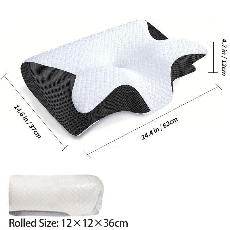 1pc Memory Foam Pillow 2 in 1 Ergonomic Contour Orthopedic Pillows for Sleeping?Cervical Orthopedic Pillow for Neck Pain