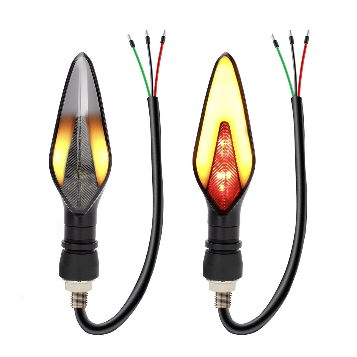 1 par de luzes LED para piscas de motocicleta, branco, amarelo, indicador, fluxo de água, indicador traseiro, pisca-pisca, DRL, luz de circulação diurna