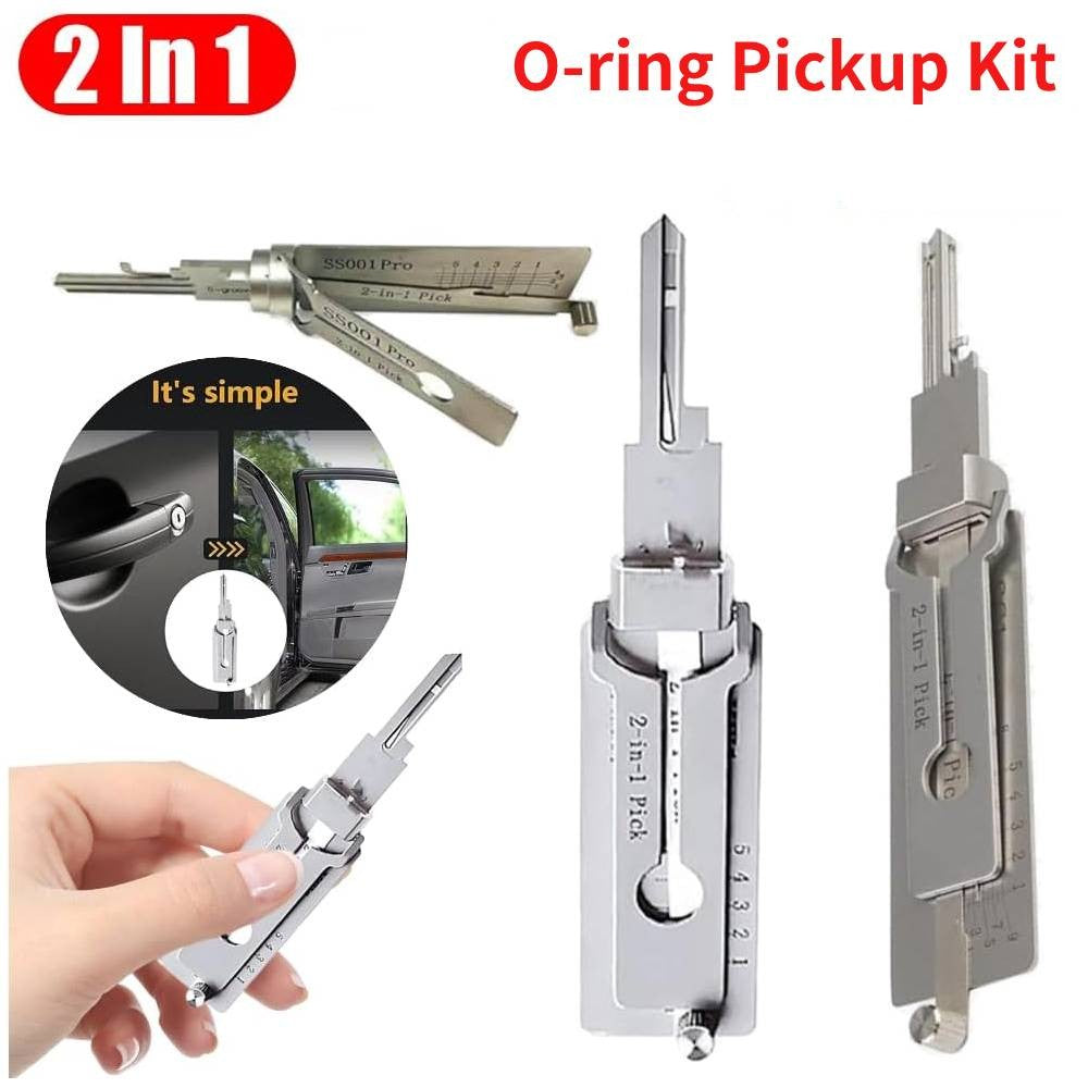 SS001 Decodificador de Chaves em Aço Inoxidável 2 em 1 Kit de Pinos e Alavancas de Precisão Decodificador de Fechaduras Kit de O-rings Ferramentas Manuais para Manutenção e Reparo