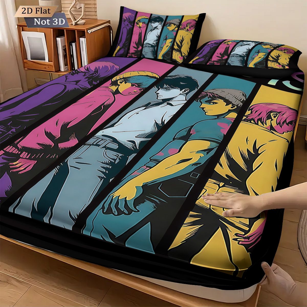 3pcs k-pop Saja Boys Printed coreless Bed Sheet Set Multi Size Soft Bed Cover Bedroom Bedding Decoration Machine Washable