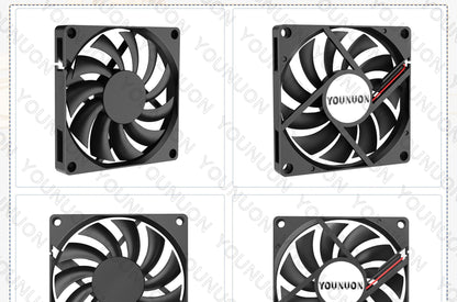 YOUNUON 80MM Fan 5V USB Fan 80x80x10mm 8cm DC 5V 12V 24V 8010 Fan Brushless Cooling Cooler PC Fan Computer Case  Fan Cooler