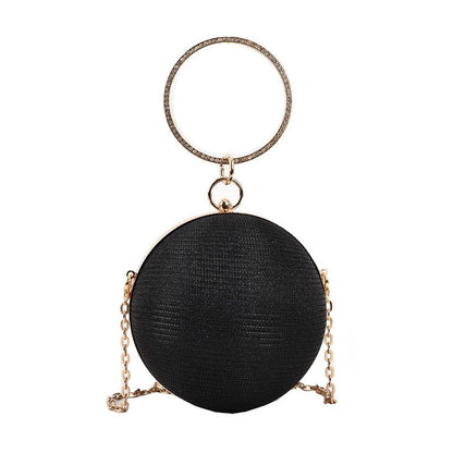 Fashion Circular Evening Bag Luxury Wedding Party Shoulder Bags Elegant Rhinestone Decorative Chain Banquet Clutch Handbags