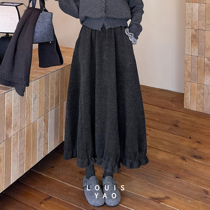 LOUISYAO Sweet Vintage Bouquet Skirt 2025 Winter Skirts Ofice Lady Fashion Premium  Senior Exquisite Long Women's A-Line Skirt