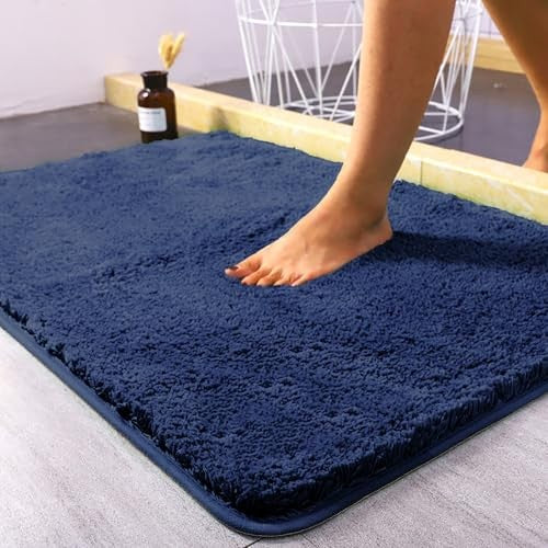 Bathroom Rug Super Absorbent Soft Microfiber Shaggy Bath Mat Non-Slip Machine Washable Bath Rug