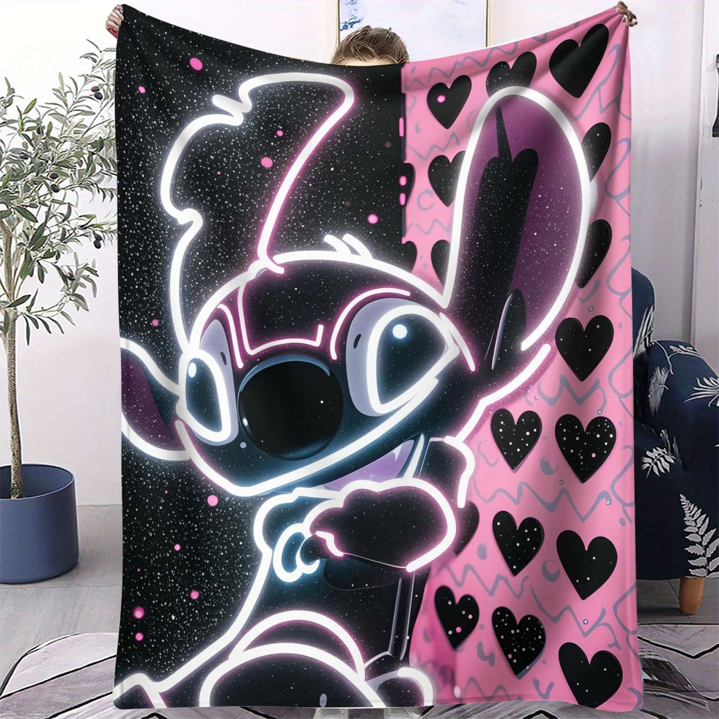 Disney Dream Stitch Print Blanket Multifunctional Flannel Blanket Birthday Gift for Home Outdoor Travel Camping Nap Cover