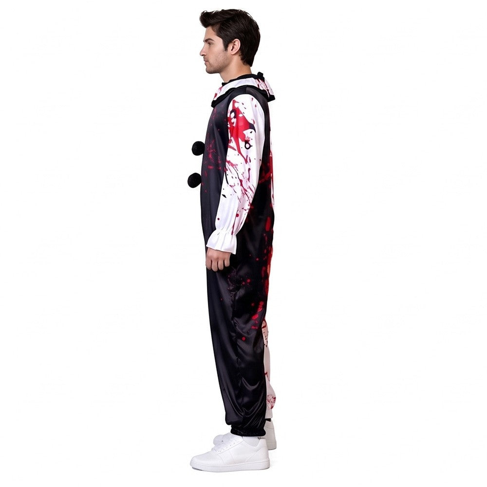 Halloween Blood Stained Broken Soul Clown Cossuit for Men and Women Black and White Splash Set Horror Movie Same Style