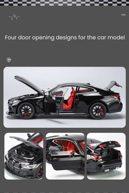 1:24 BMW THE M4 IM Liga Minicarro de Metal Fundido Escala Modelo de Carro Som?Luz Simulação Coleção Brinquedo Infantil Veículo Presente