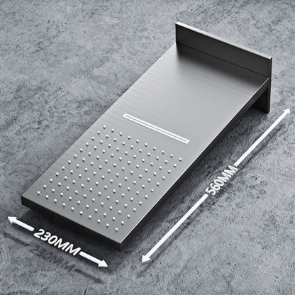 Luxury gun gray brass thermostatic shower system wall mounted LED digital display hot and cold water bathroom embedded faucet