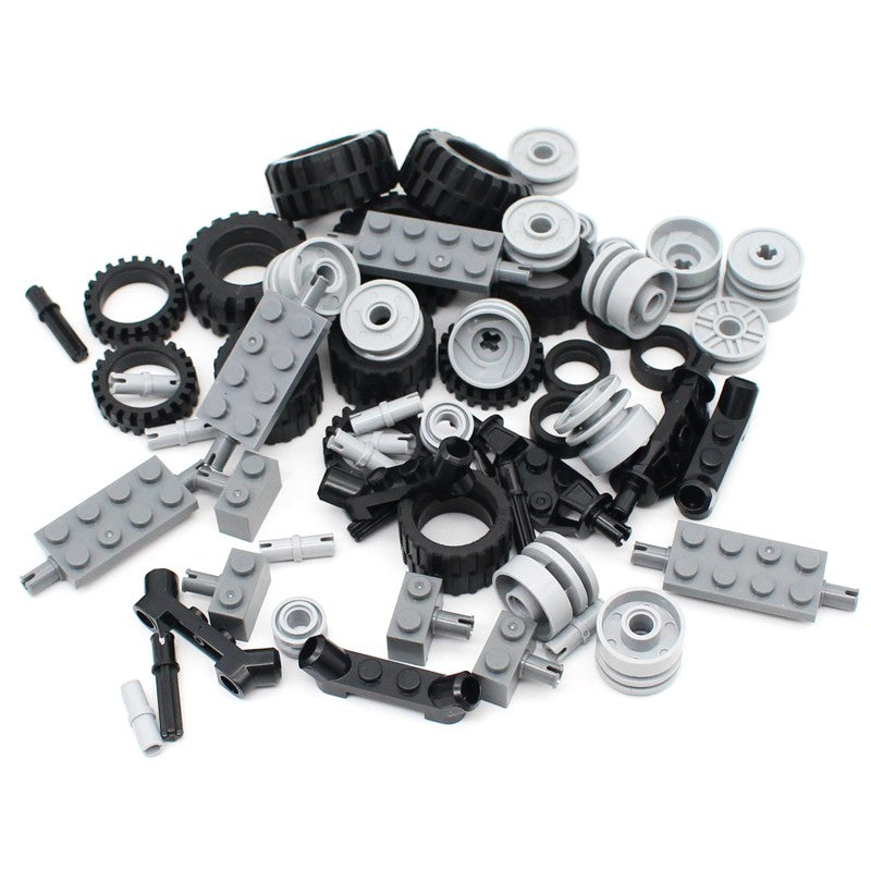 56 unidades/lote Moc Roda Técnica Blocos de Construção Tijolos Pino Pneu Eixo Conector Carro Tecnologia Automóvel Peças Conjunto Brinquedo