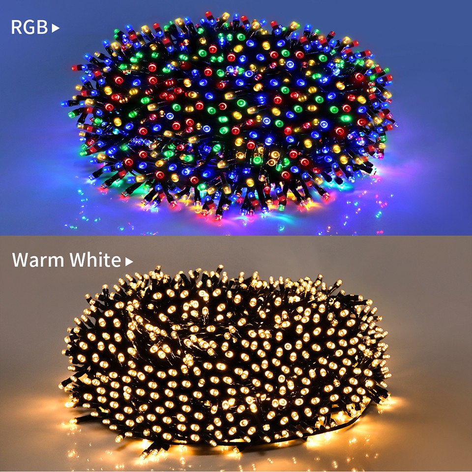 100M 1000 LEDs Fast Charge Solar Led Fairy Light Led Waterproof Outdoor String Lights Christmas Garland For Garden Party Decor