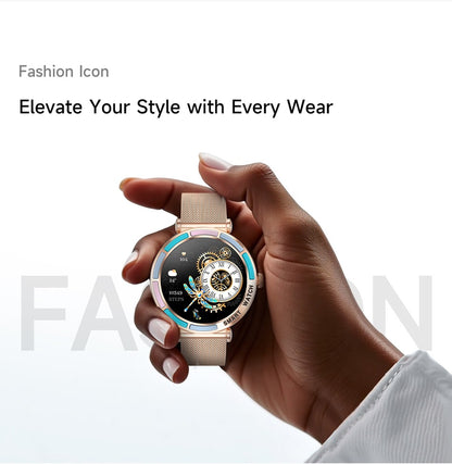 2025 Novo Smartwatch Feminino da Moda Tela HD 360*360 Pulseira Esportiva Mostrador Personalizado Frequência Cardíaca Chamada de Voz Smartwatch Para Android iOS