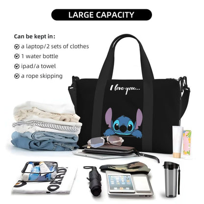 Custom Large SLilo And Stitch Cartoon Tote Bag Women Anime Shopping Shoulder Beach Gym Travel Bag