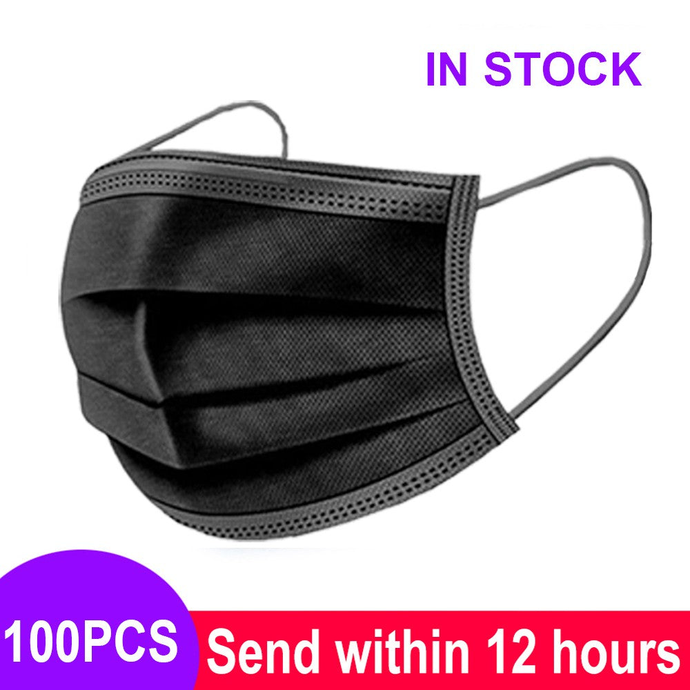 Pink Black Disposable Non-woven 3-layer Face Mask Breathable Mask With Elastic Earband Breathable Adult Mouth Mask