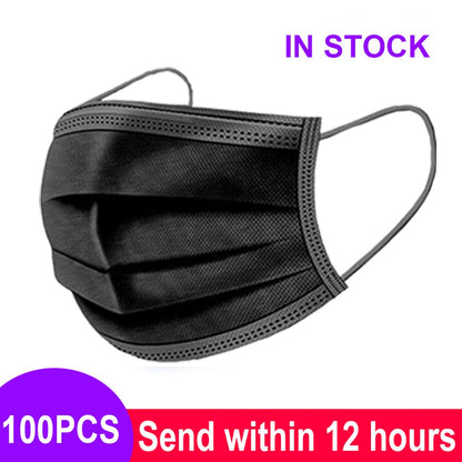 Pink Black Disposable Non-woven 3-layer Face Mask Breathable Mask With Elastic Earband Breathable Adult Mouth Mask