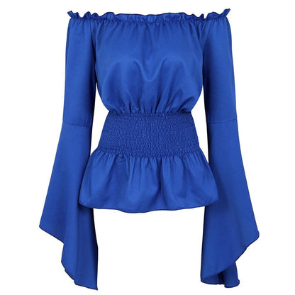 Renaissance Off Shoulder Long Sleeves Corset Blouse Women Medieval Victorian Costume Gothic Pirate Shirt Plus Size Boho Top