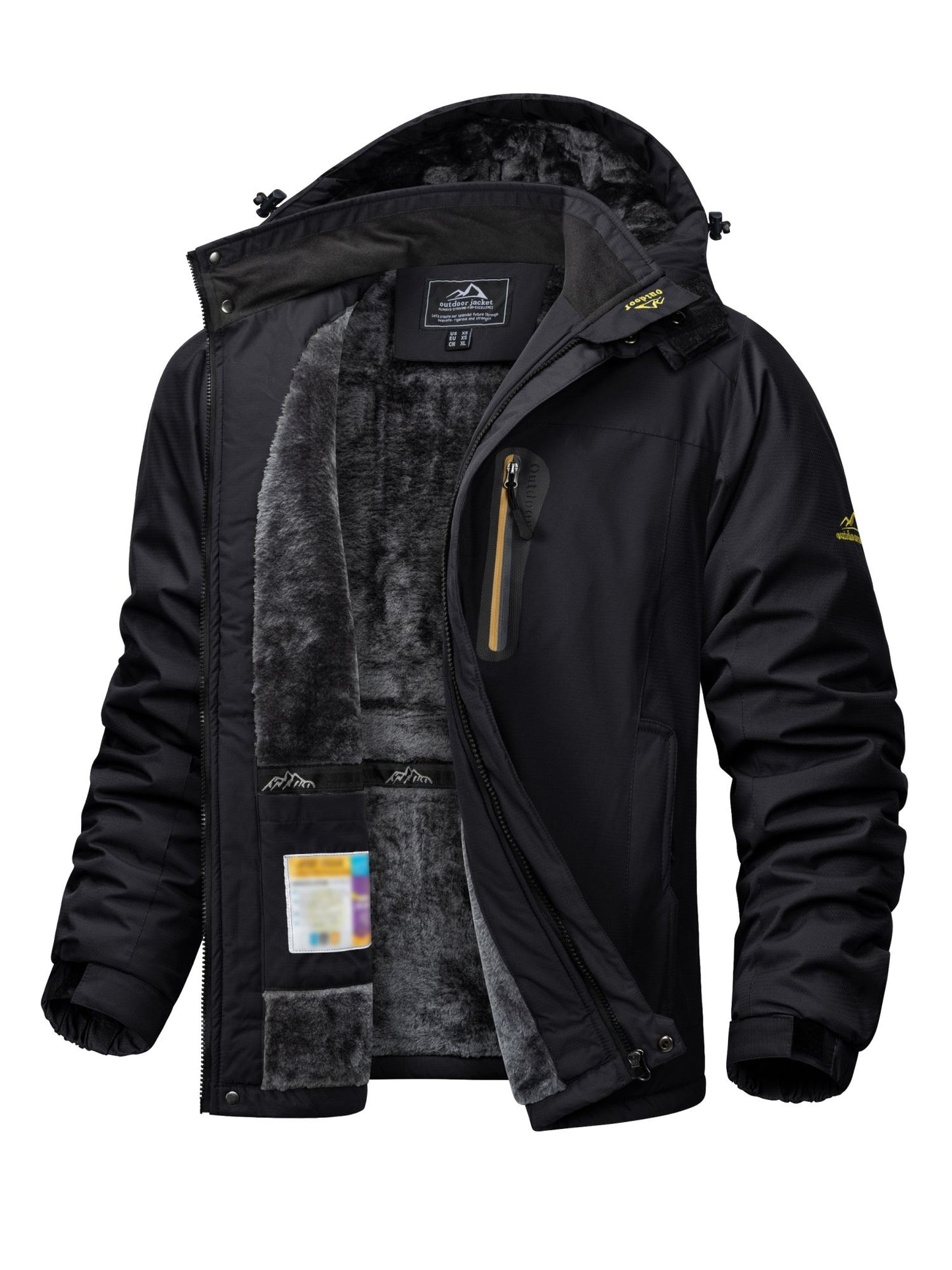 Jaqueta Masculina Impermeável TACVASEN de Inverno Pesada Forrada com Lã, Jaquetas de Esqui e Snowboard, Casacos Corta-Vento com Capuz Removível