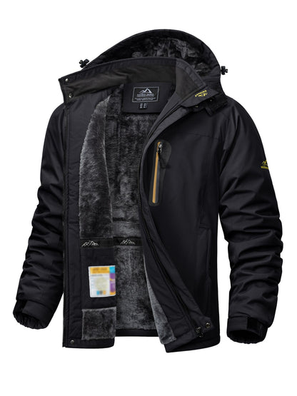 Jaqueta Masculina Impermeável TACVASEN de Inverno Pesada Forrada com Lã, Jaquetas de Esqui e Snowboard, Casacos Corta-Vento com Capuz Removível