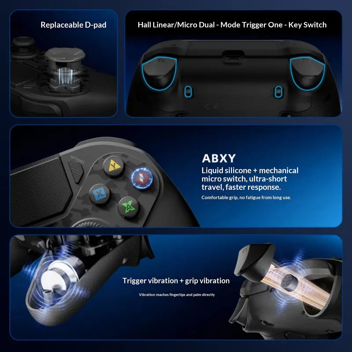 AceGamer D4 Wireless Gaming Controller Symmetric Bluetooth 2 4G Custom Js13pro Joystick for PS4/Pc/Steam/Switch2 Fps Gamers Gift