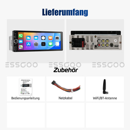ESSGOO 1Din IPS 6.86 Inch Wireless Carplay Android Auto Car Radio Multimedia Video MP5 Player Touch Screen Universal Stere