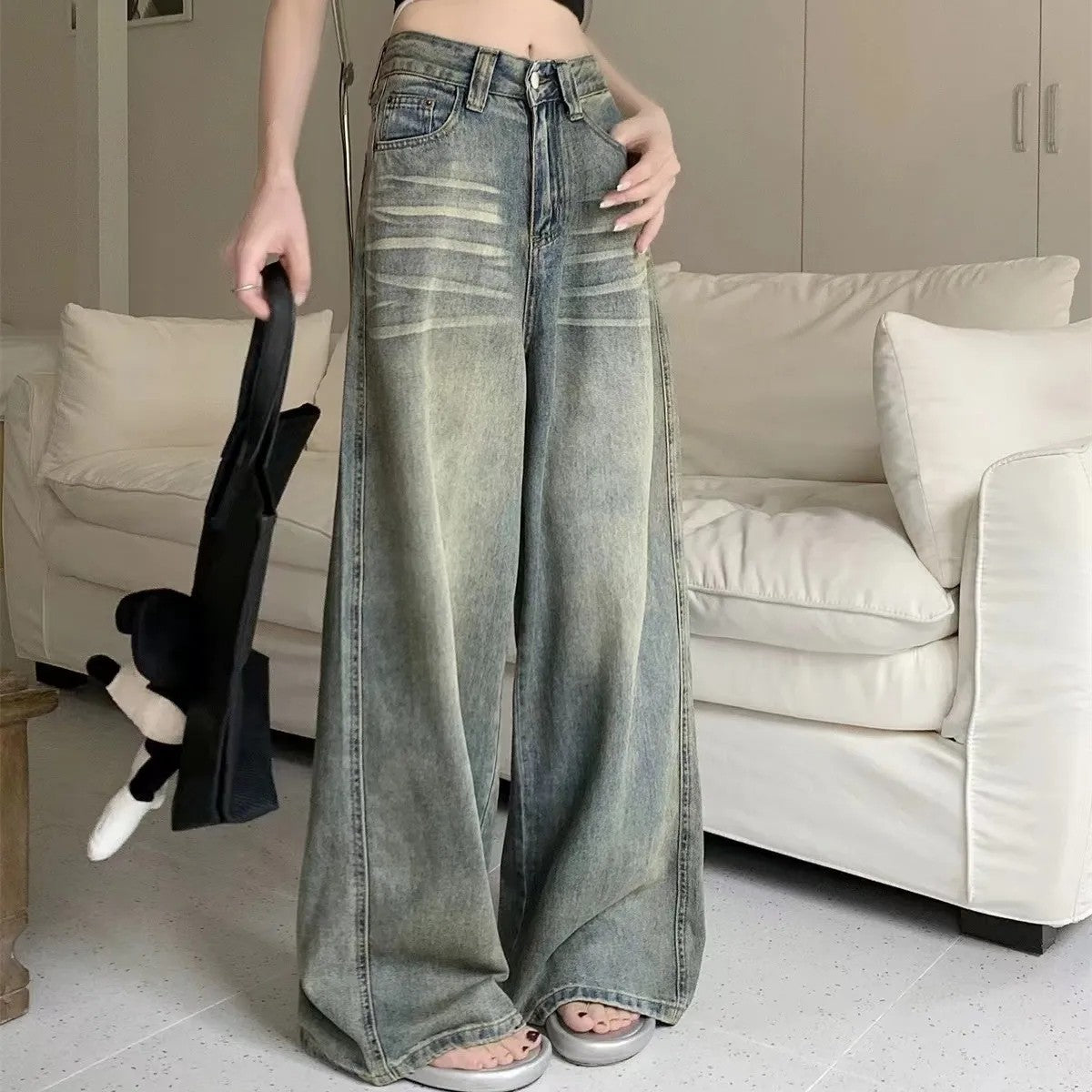 Y2K Loose Straight Leg Jeans Women Trousers Baggy Wide Fit Casual High Waist Retro Washed Vintage Style Women's jeans Jeans