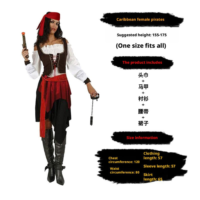 Pirate Costumes for Women Men Adult Halloween Male Captain Jack Sparrow Costume Pirates of the Caribbean Cosplay Clothes Set