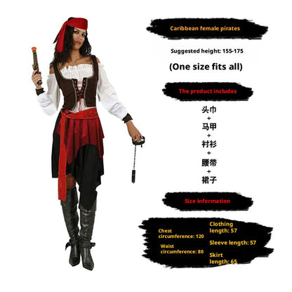 Pirate Costumes for Women Men Adult Halloween Male Captain Jack Sparrow Costume Pirates of the Caribbean Cosplay Clothes Set