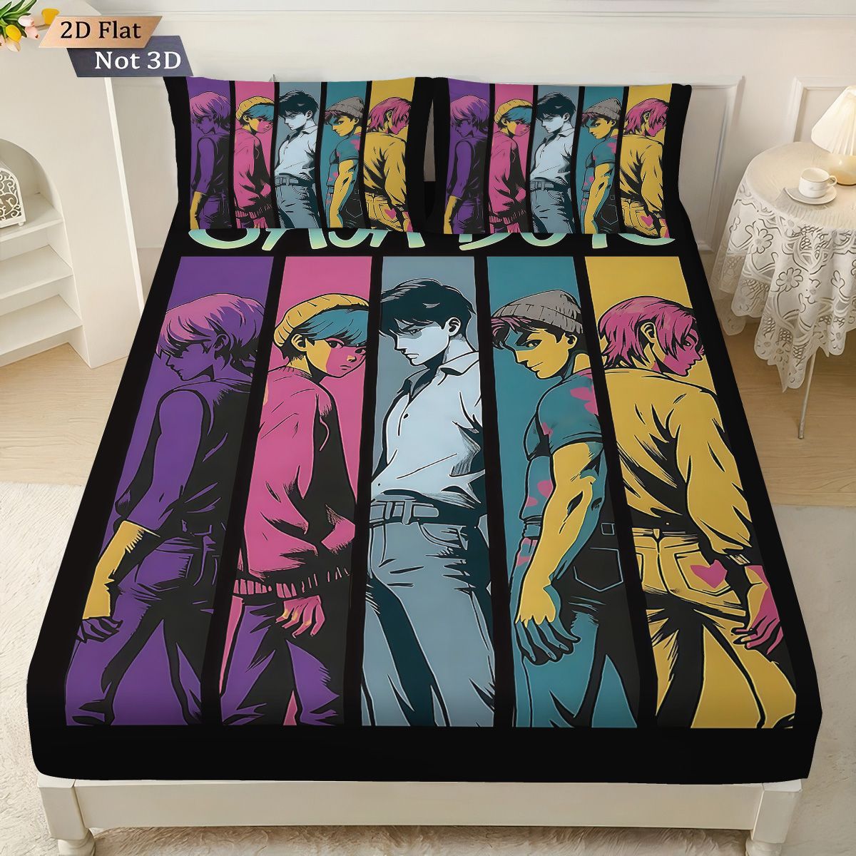 3pcs k-pop Saja Boys Printed coreless Bed Sheet Set Multi Size Soft Bed Cover Bedroom Bedding Decoration Machine Washable