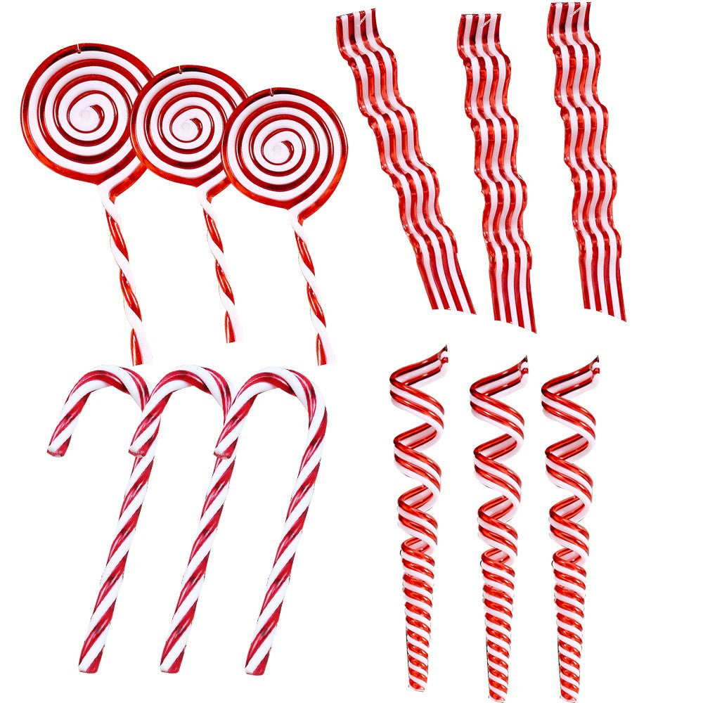 1pack Christmas Tree Ornaments Red White Acrylic Crutch Lollipop Candy Shape Pendant for Xmas Decorations Noel Kids Gifts Supply